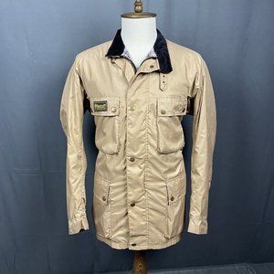 Men's Beige Nylon Multipocket Racing Motorcycle Jacket